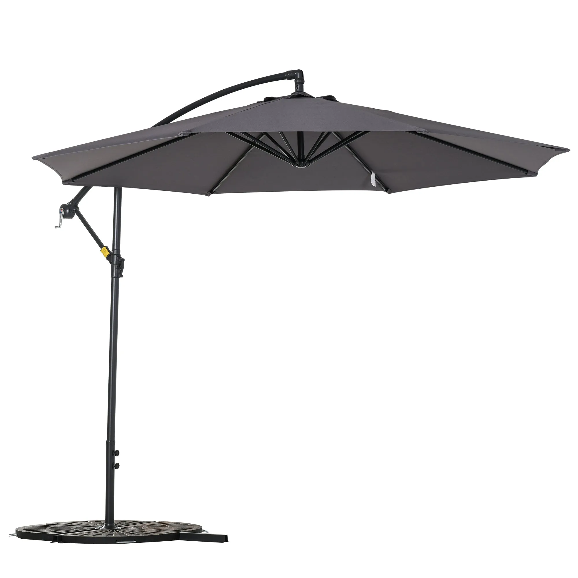 10 ft. Cantilever Patio Garden Parasol Hanging Umbrella - Grey