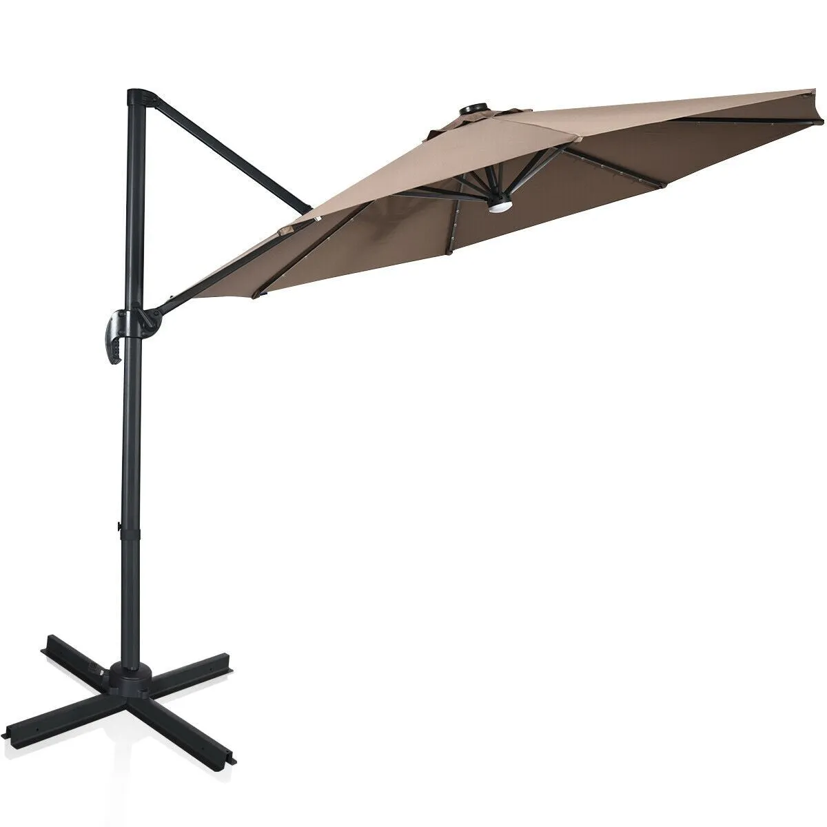 10 Ft. Patio Offset Cantilever Umbrella with Solar Lights - Coffee