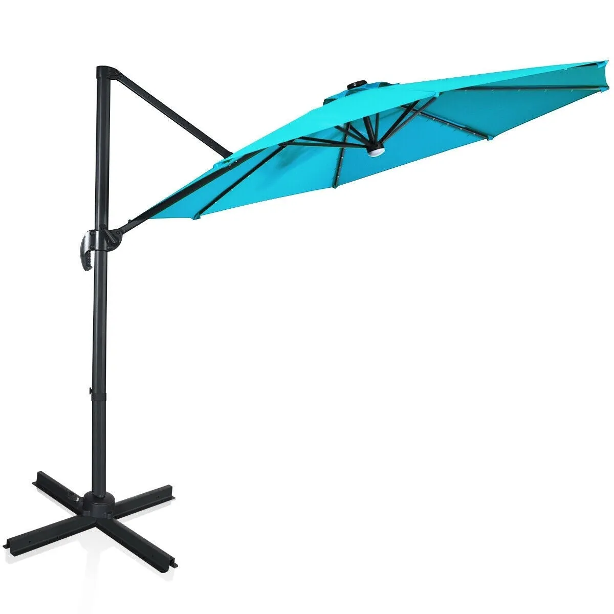 10 Ft. Patio Offset Cantilever Umbrella with Solar Lights - Turquoise