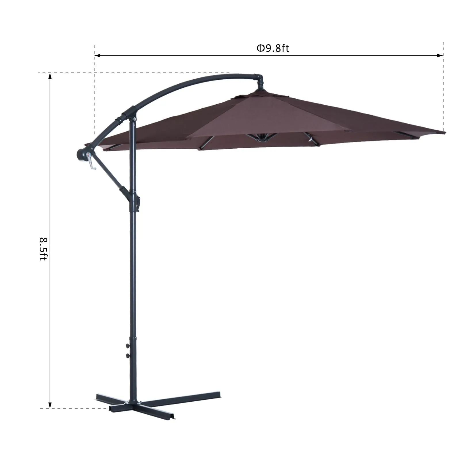 10' Hanging Patio Garden Umbrella - Coffee