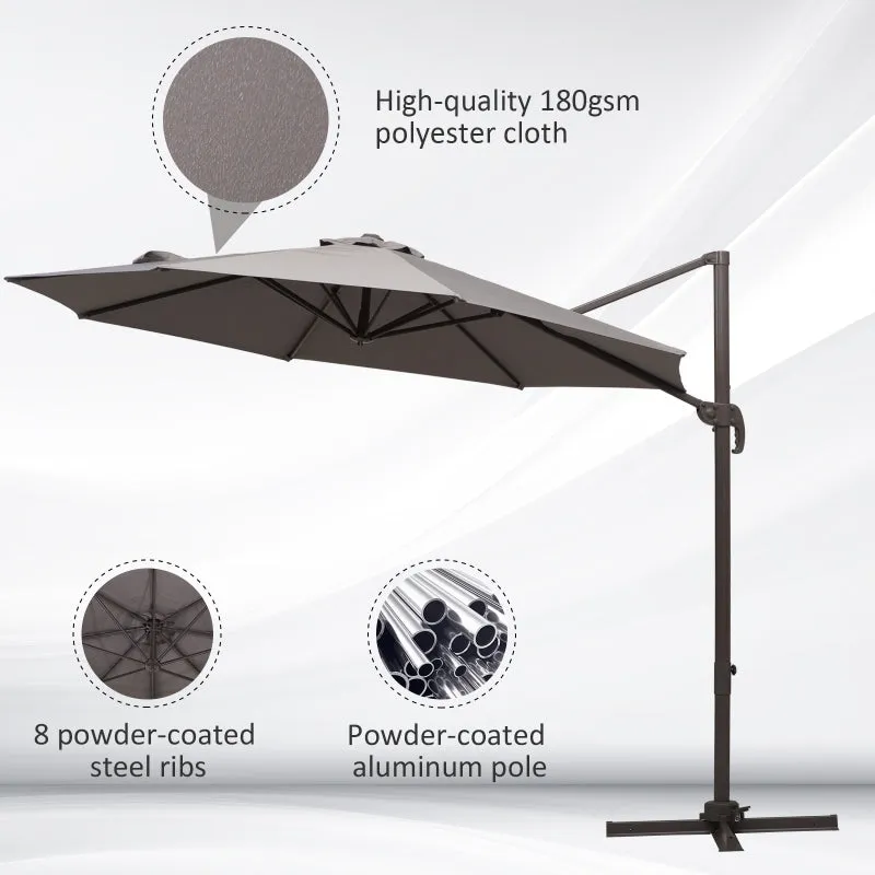 10' Outdoor Hanging Patio Umbrella - Gray