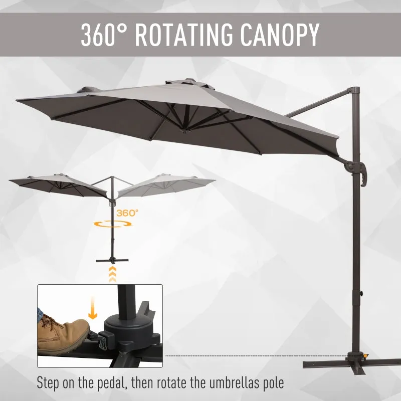 10' Outdoor Hanging Patio Umbrella - Gray