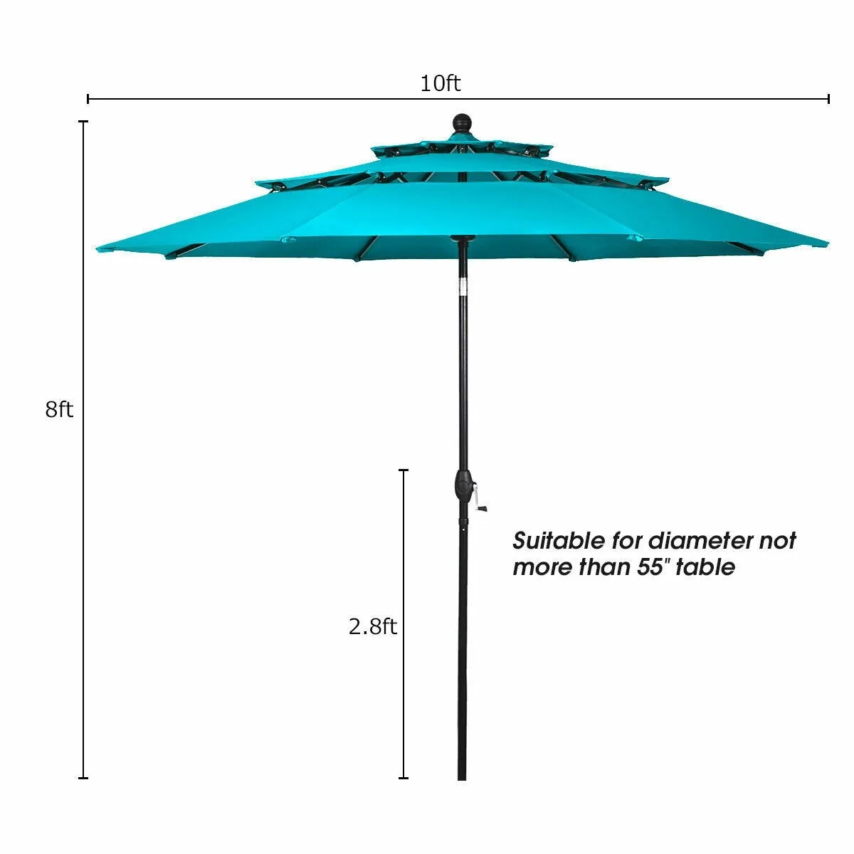 10ft 3 Tier Outdoor Patio Umbrella - Turquoise