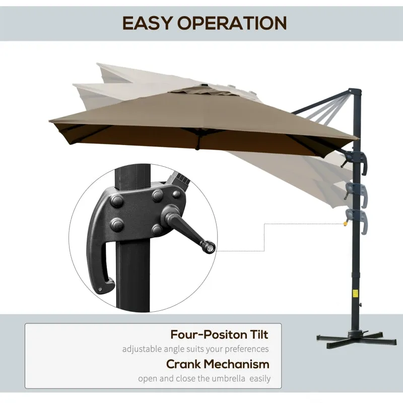 10ft. Rotatable Square Top Cantilever Umbrella - Coffee