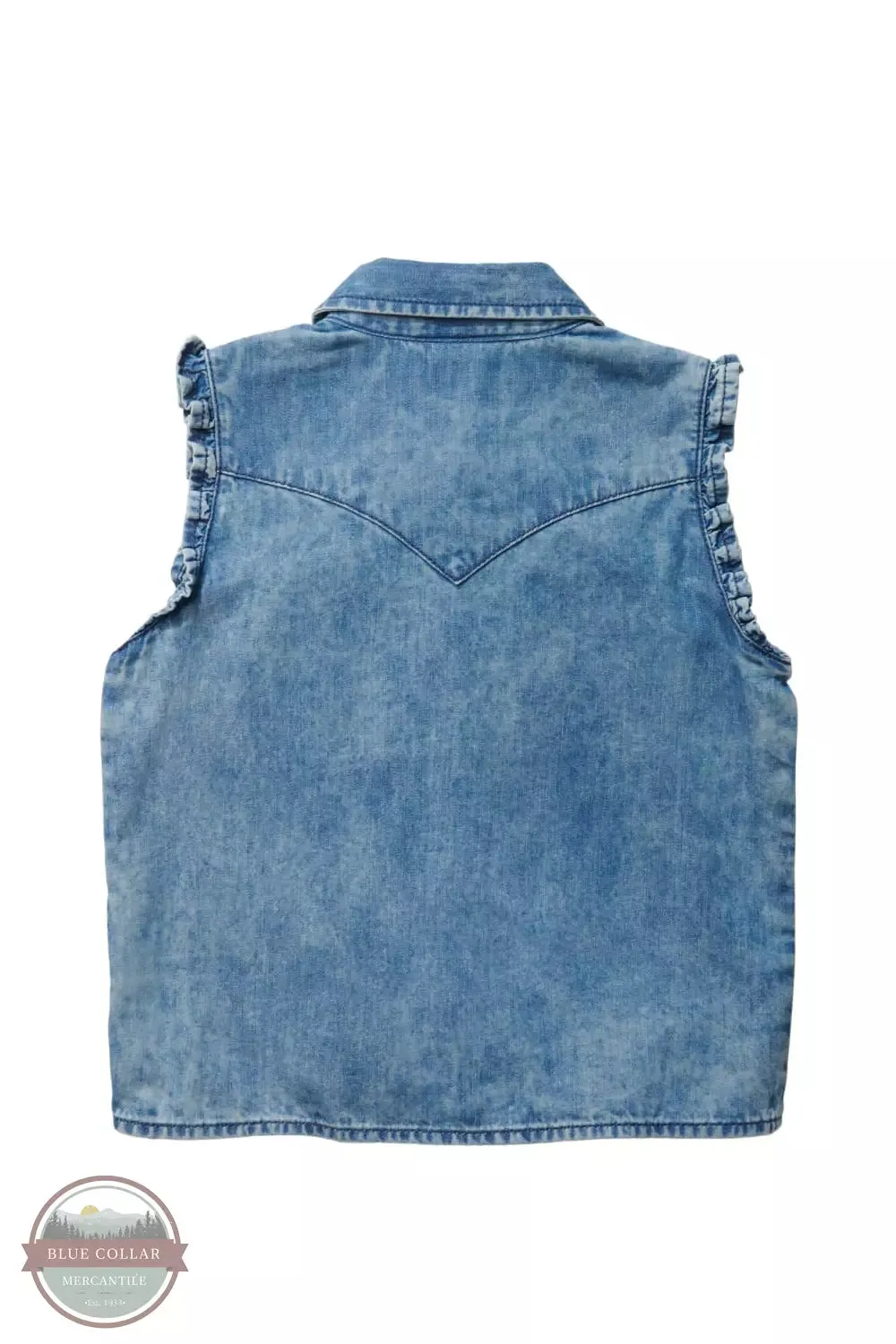 112346582 Sleeveless Tie Front Denim Snap Shirt