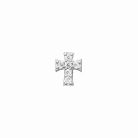 14k Skinny Cross Charm (white)