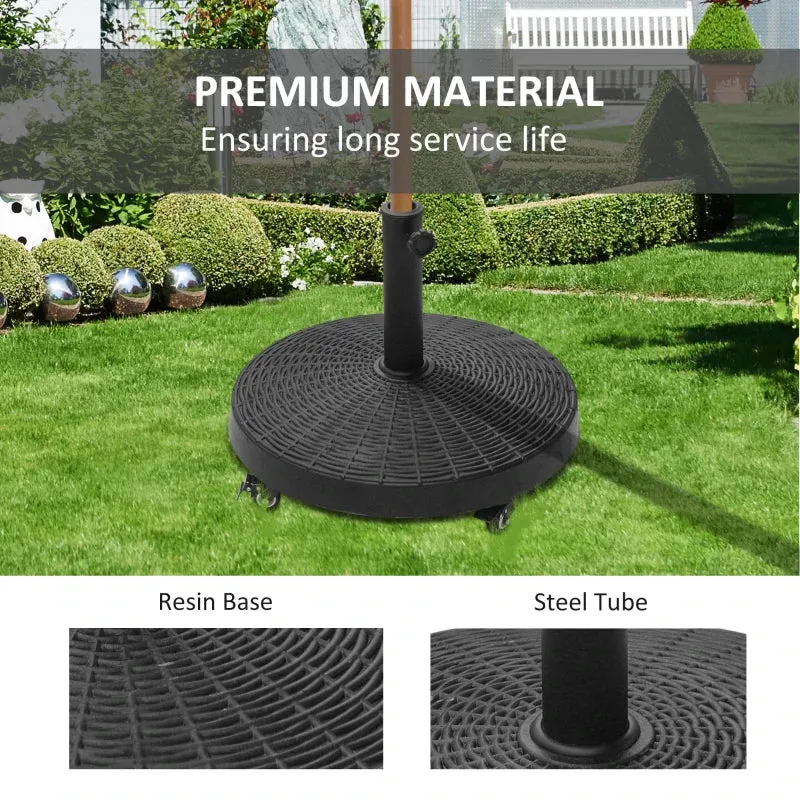 20.5" Resin Patio Umbrella Base with Wheels - Black