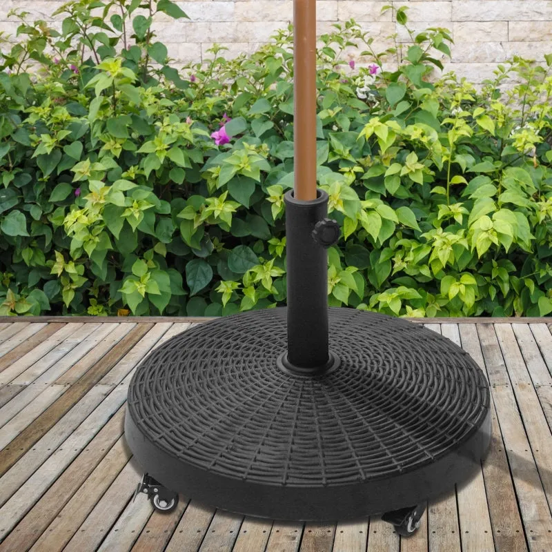 20.5" Resin Patio Umbrella Base with Wheels - Black