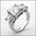 3 Stone 3.70 Ct 3 Princess in Prongs Cubic Zirconia Cz Ring