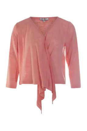 3/4 sleeve Bolero with tie front | SOFT CORAL | 7091AR