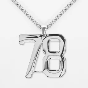 78 Number Pendant with Chain Kids Necklace - Stainless Steel