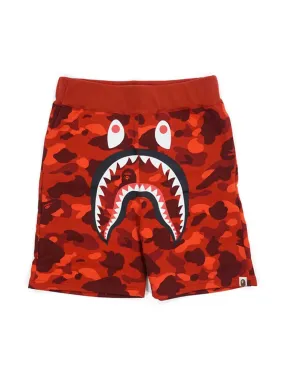 A Bathing Ape Colour Camo Shark Sweat Shorts Red