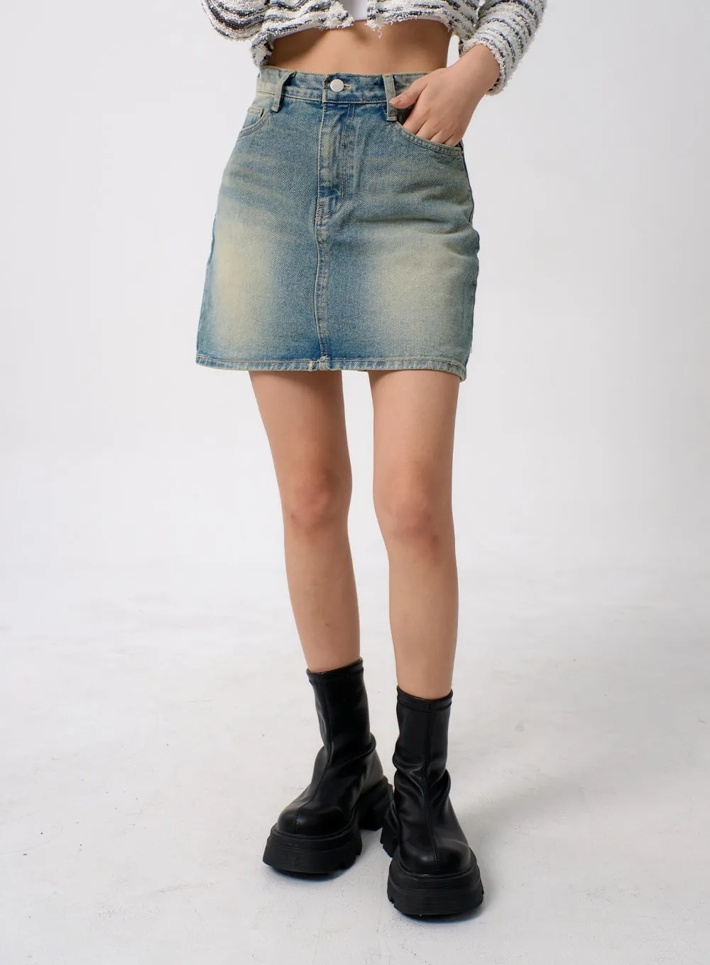 A-Line Denim Mini Skirt BM306