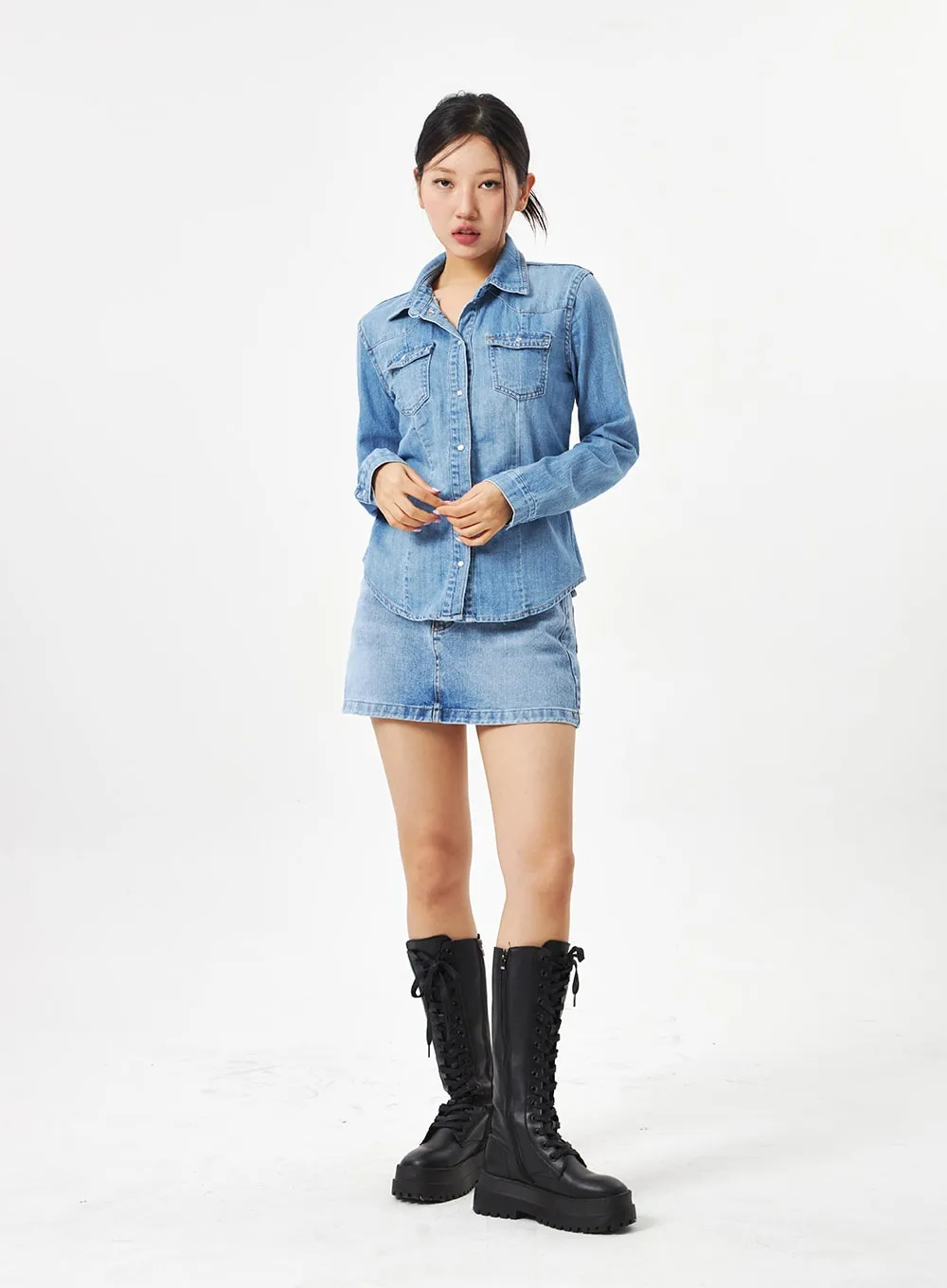 A-Line Denim Mini Skirt CA317