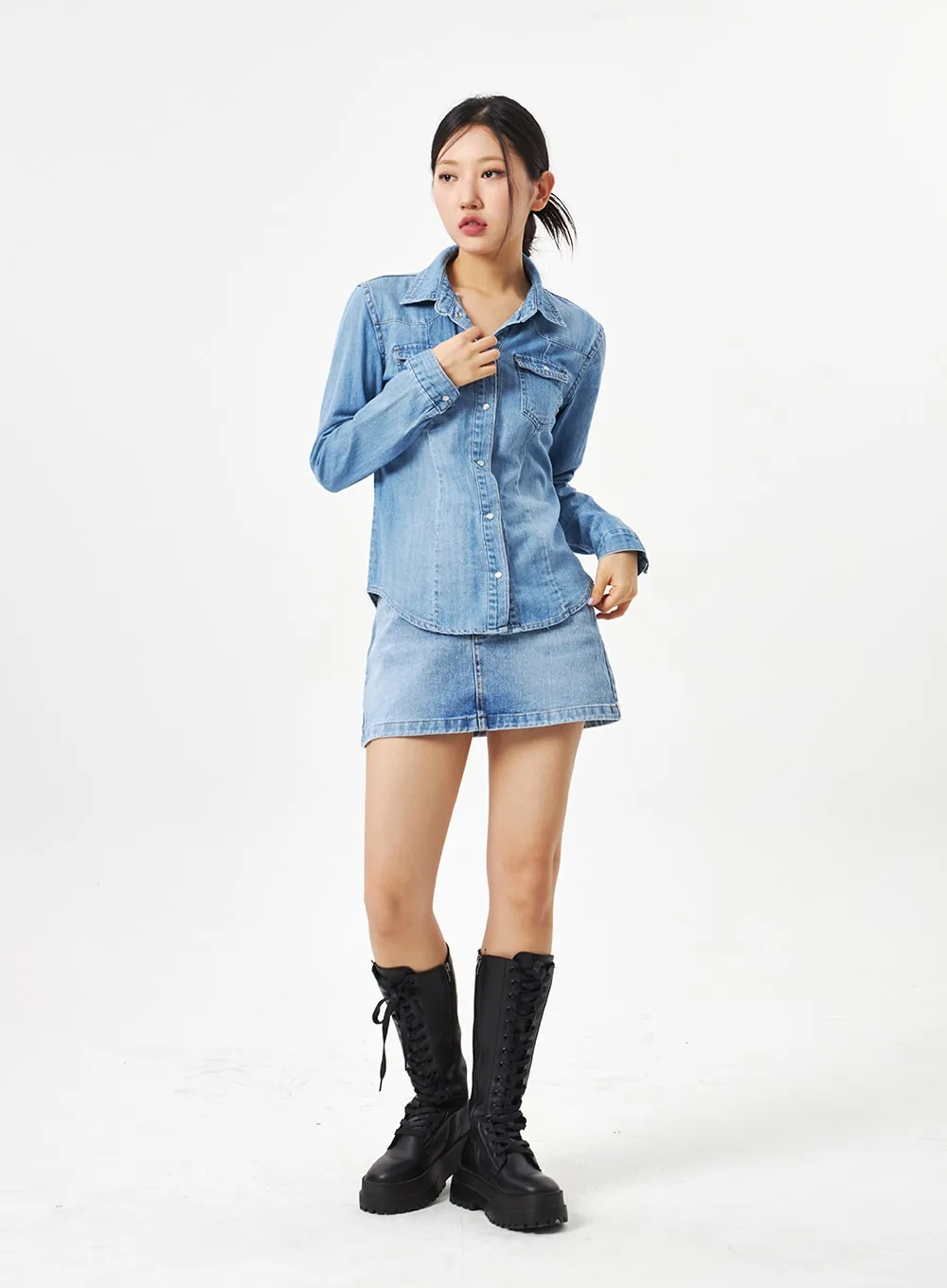 A-Line Denim Mini Skirt CA317