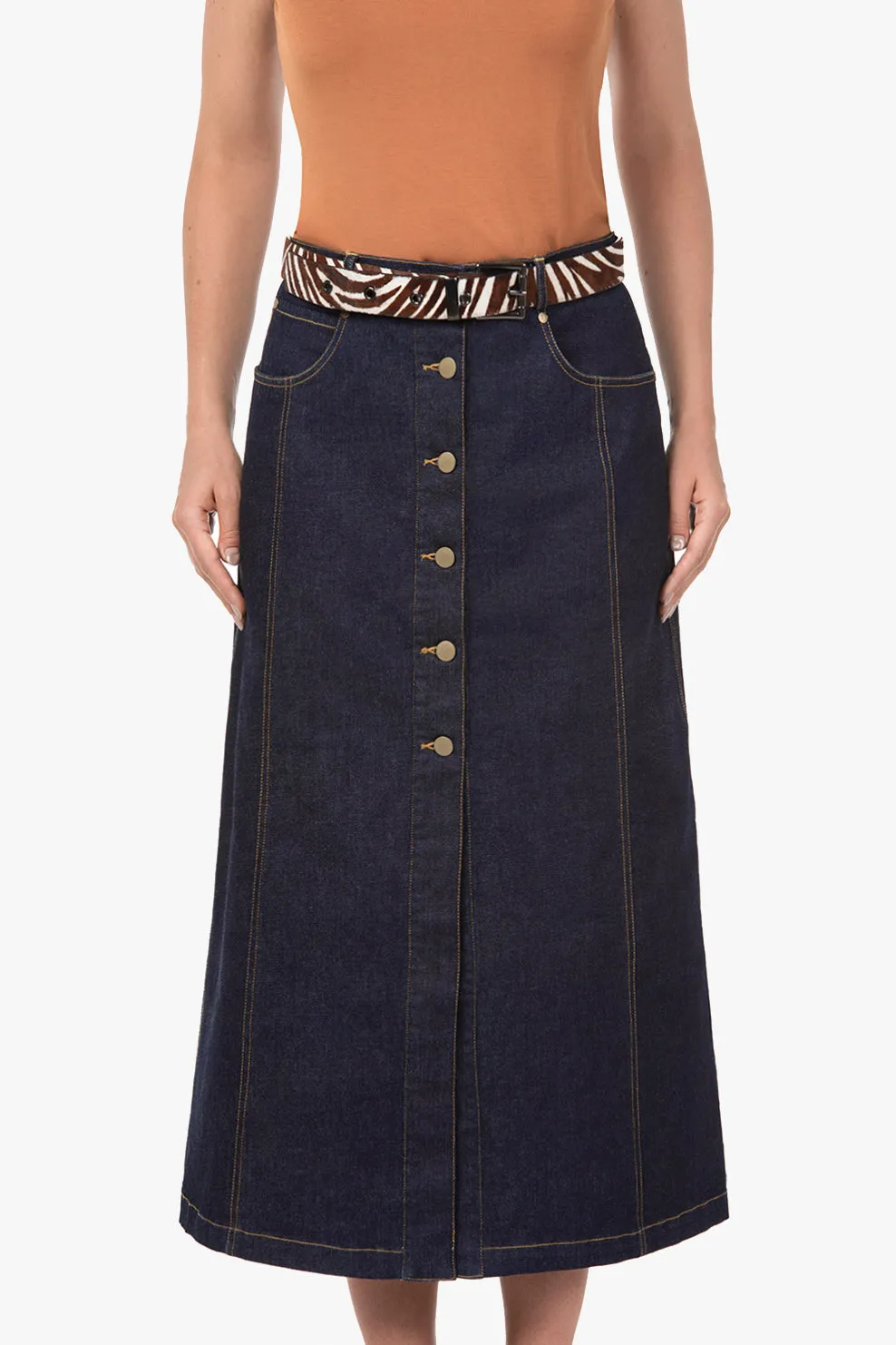 A-line Stretch Denim Maxi skirt