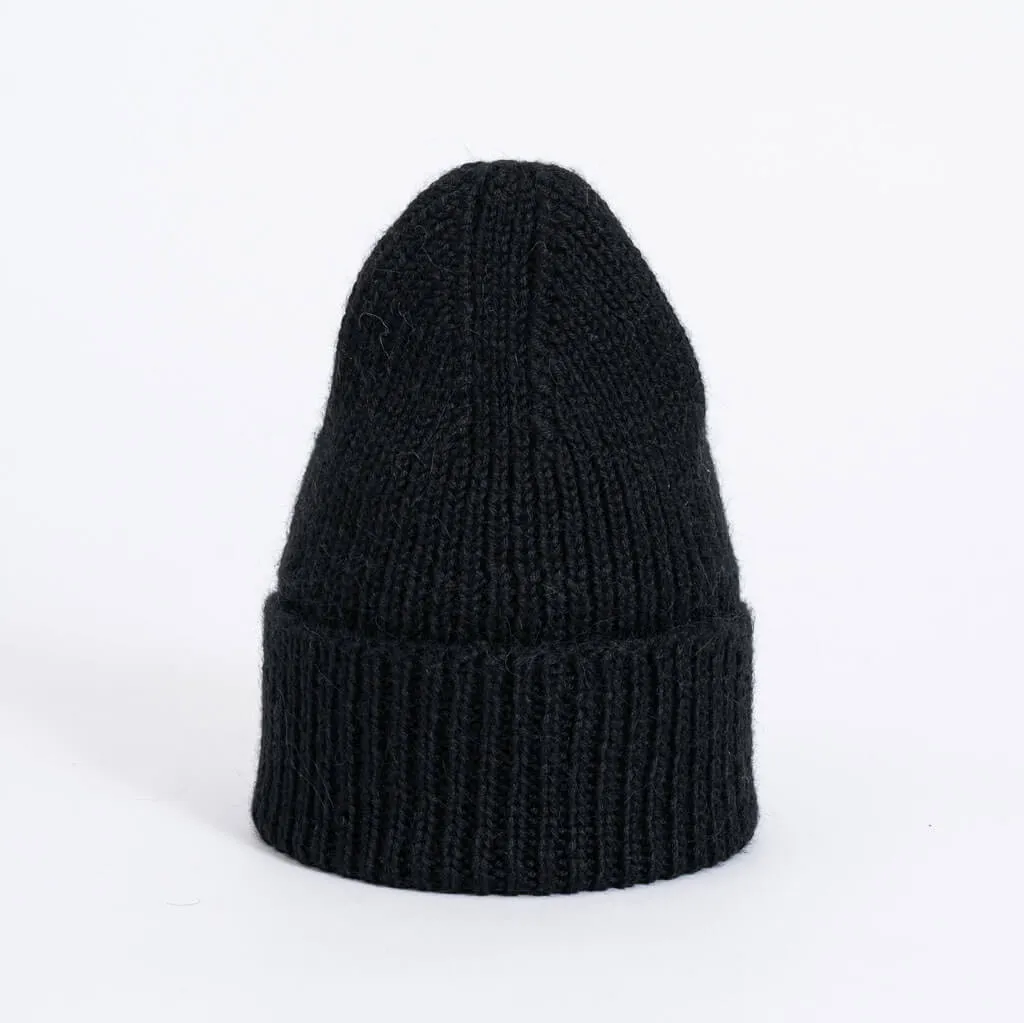 Alpaca Handknit Rib Hat - Black