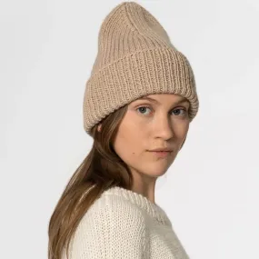 Alpaca Handknit Rib Hat - Desert Sand