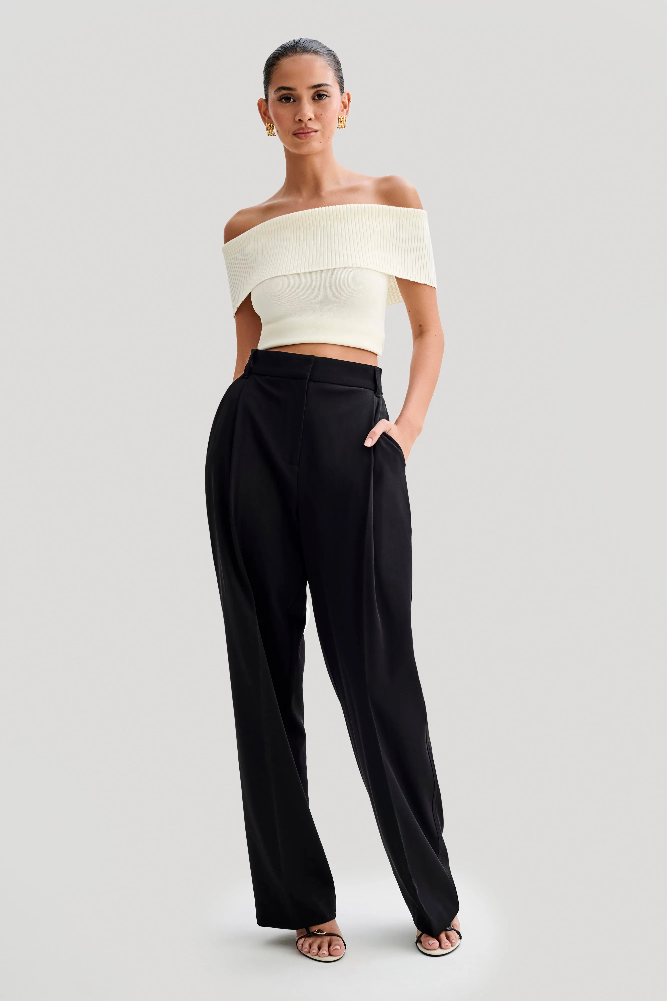 Amelie Suiting Straight Leg Pants - Black