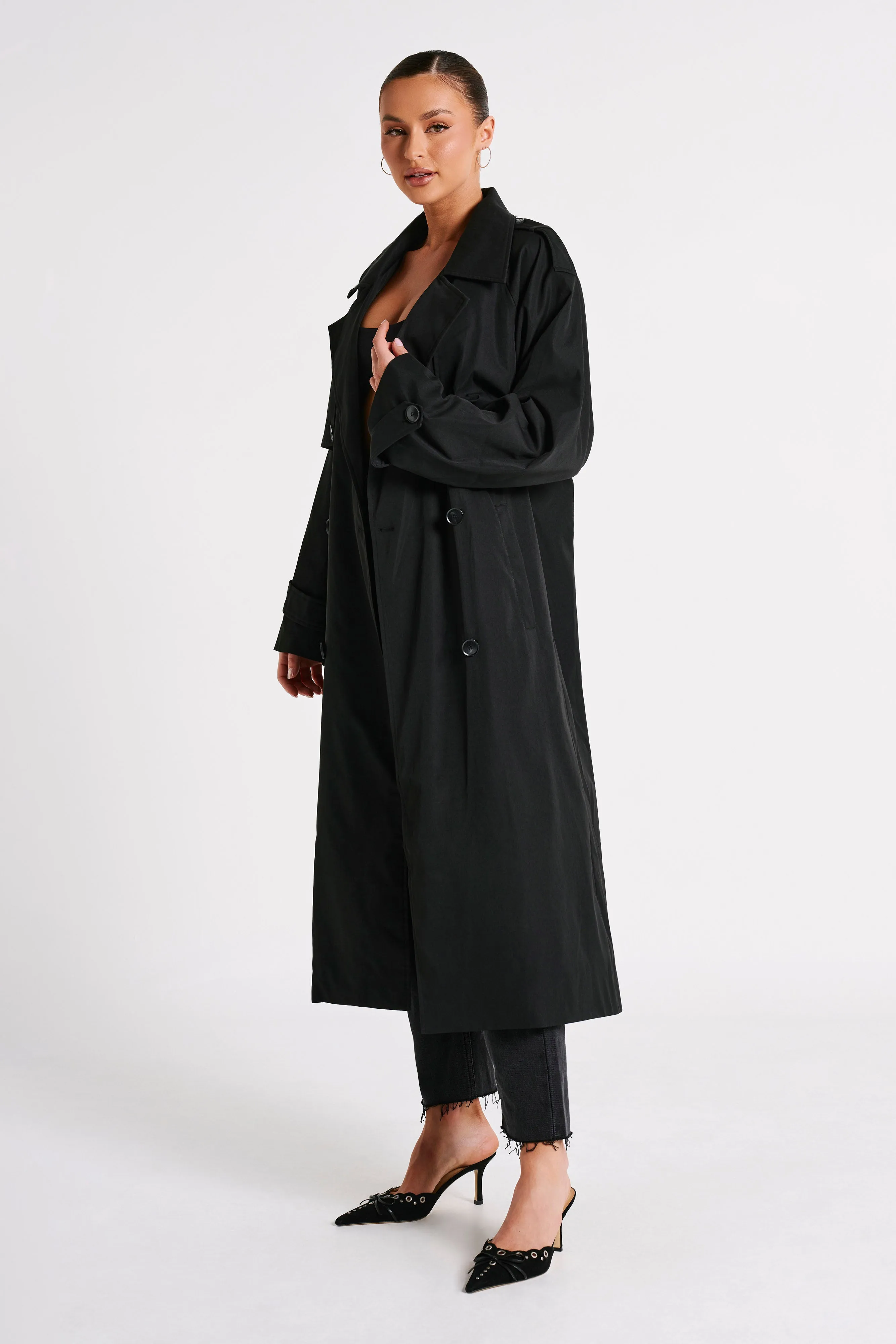 Andreas Oversized Trench Coat - Black