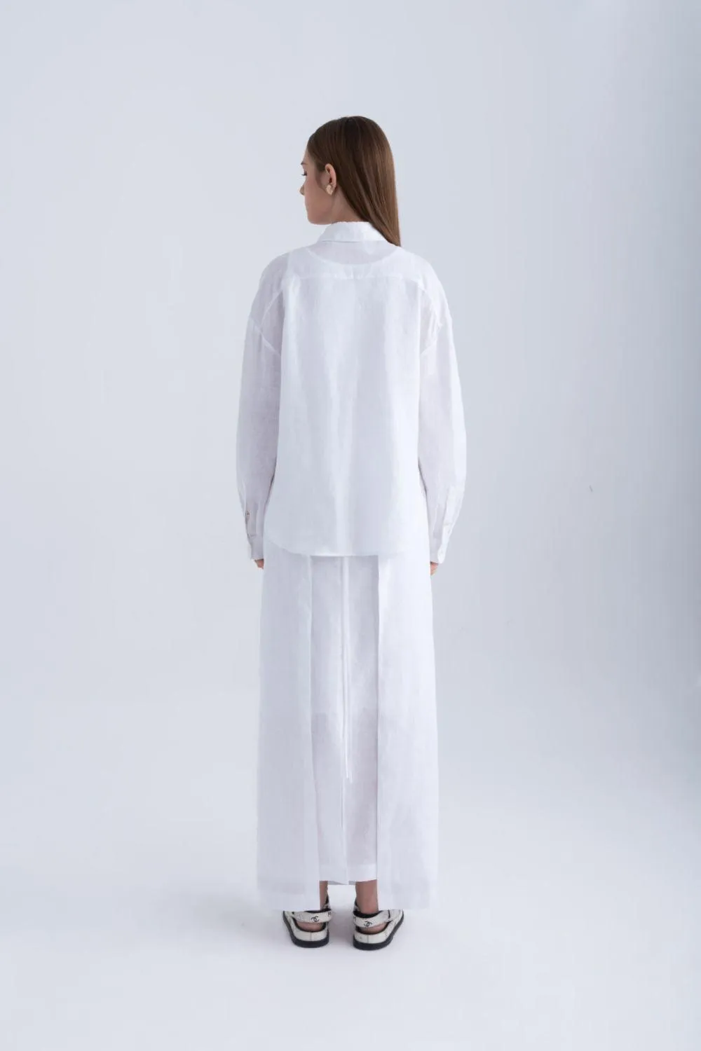 Aria Straight Long Sleeved Linen Shirt