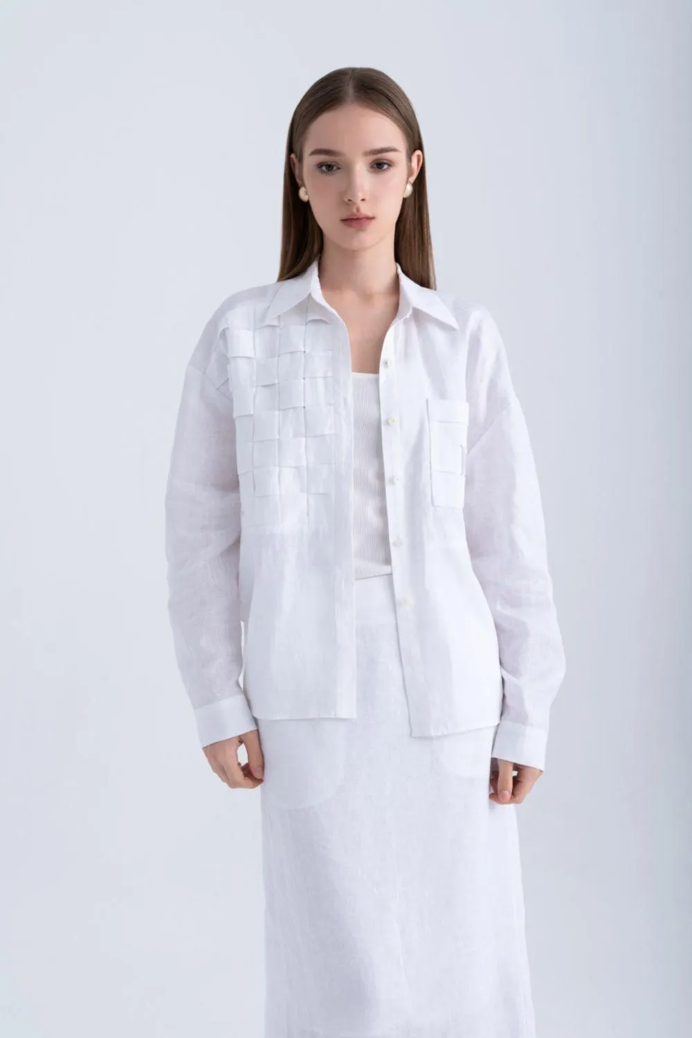 Aria Straight Long Sleeved Linen Shirt