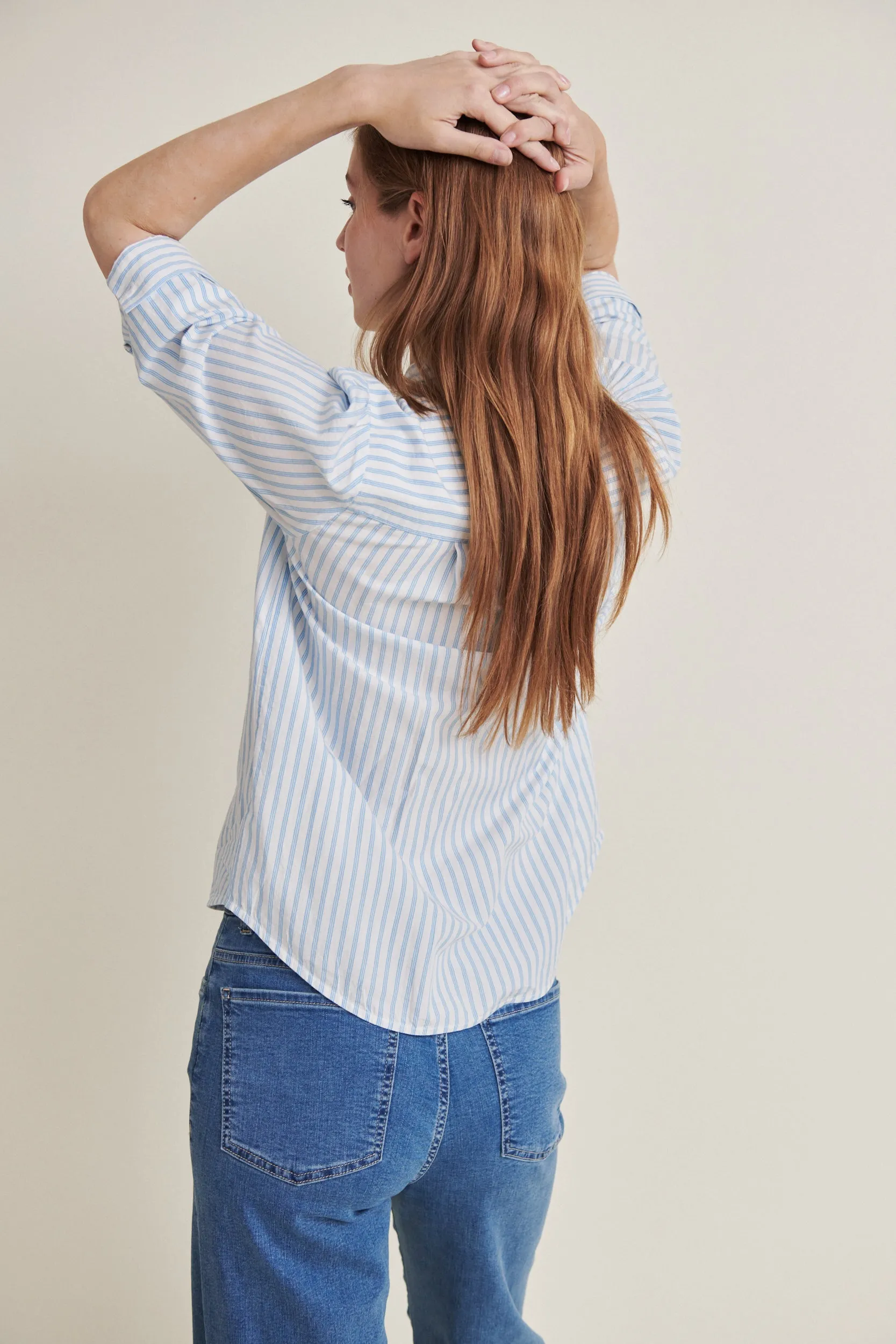 Aya Tieband Shirt - Birch / Alaskan blue