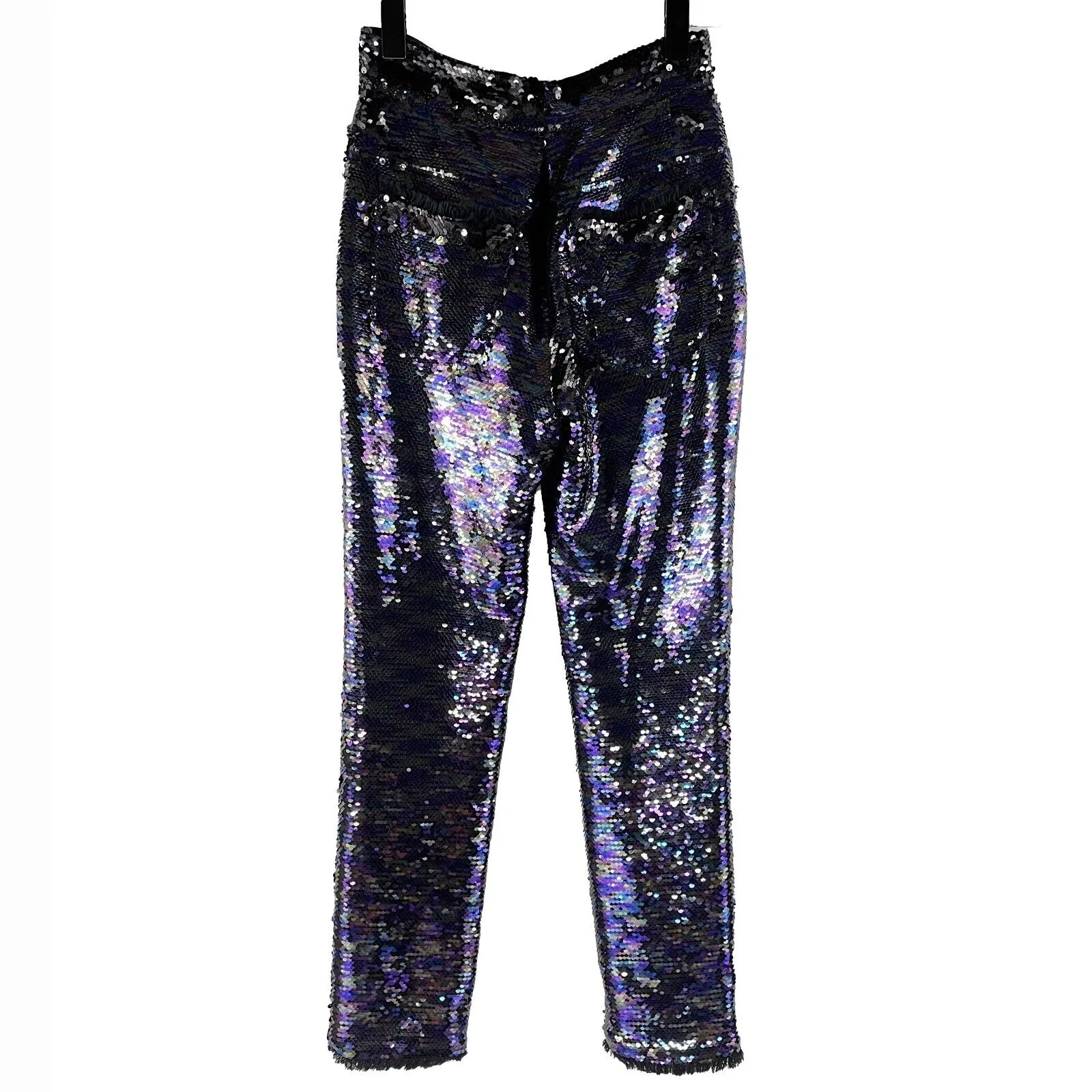 Balmain - Sequin Embellished Fringe Trim Purple Pants - 34 US 4 - NEW