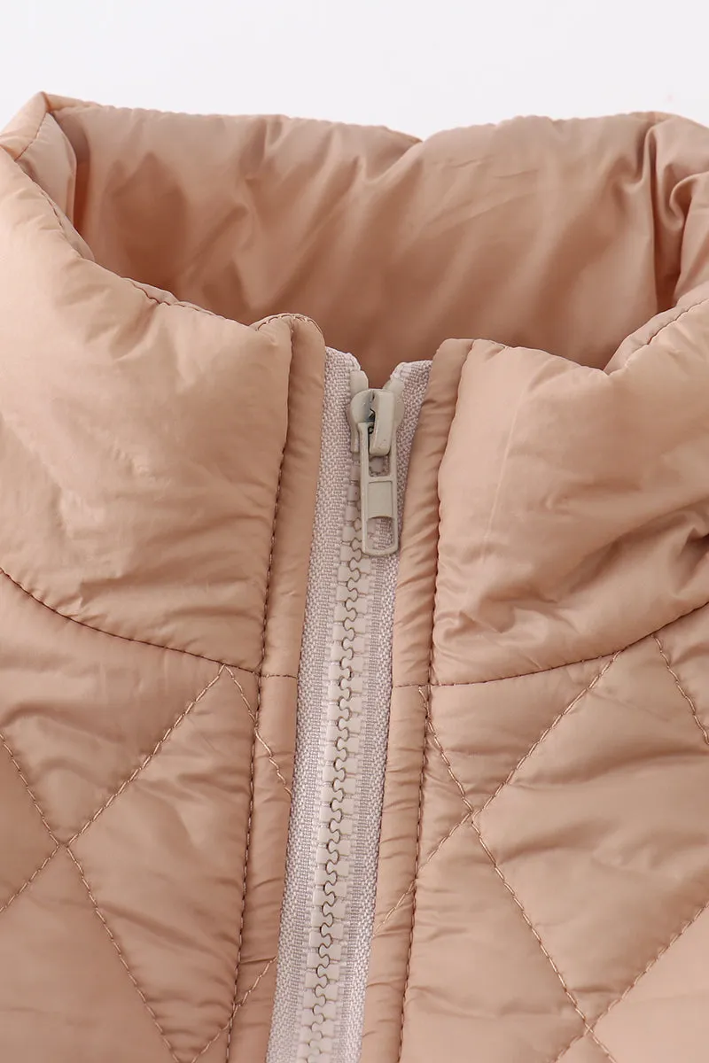 Beige quilted coat