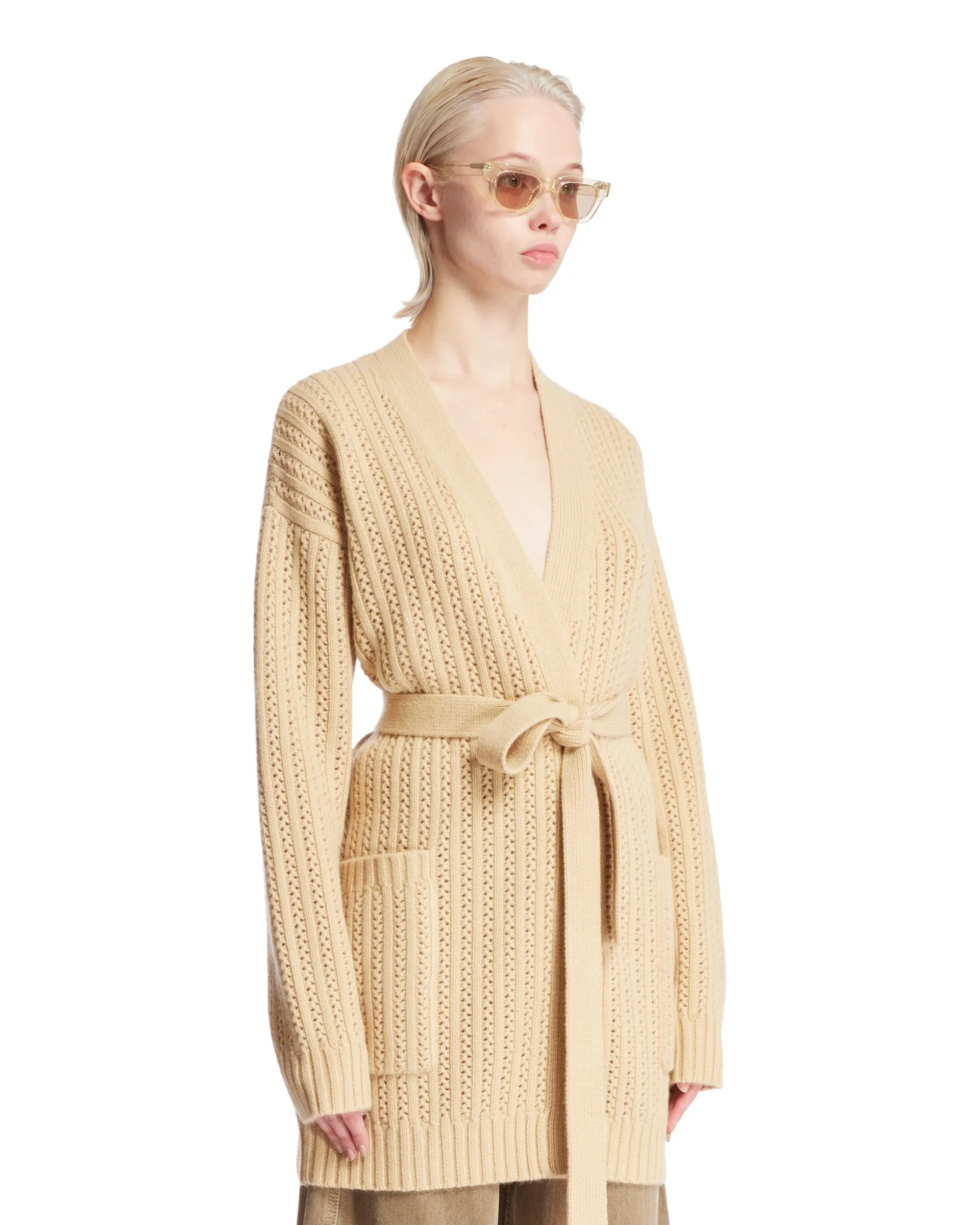 Beige Wool And Cashmere Cardigan