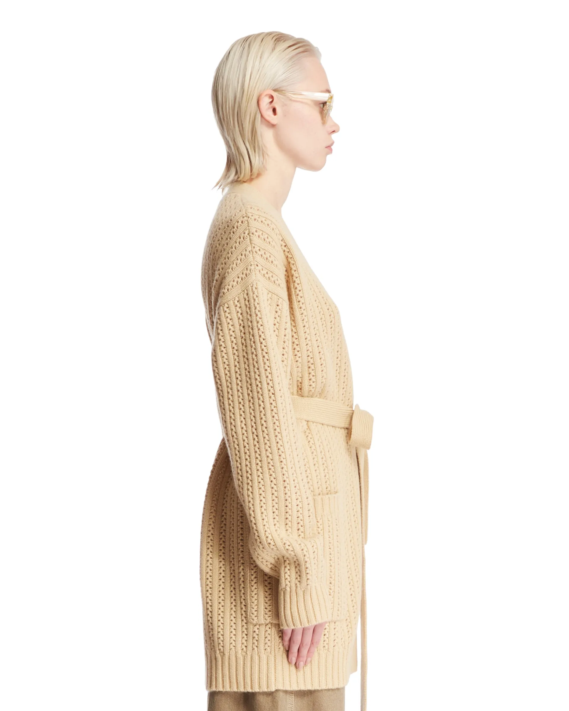 Beige Wool And Cashmere Cardigan