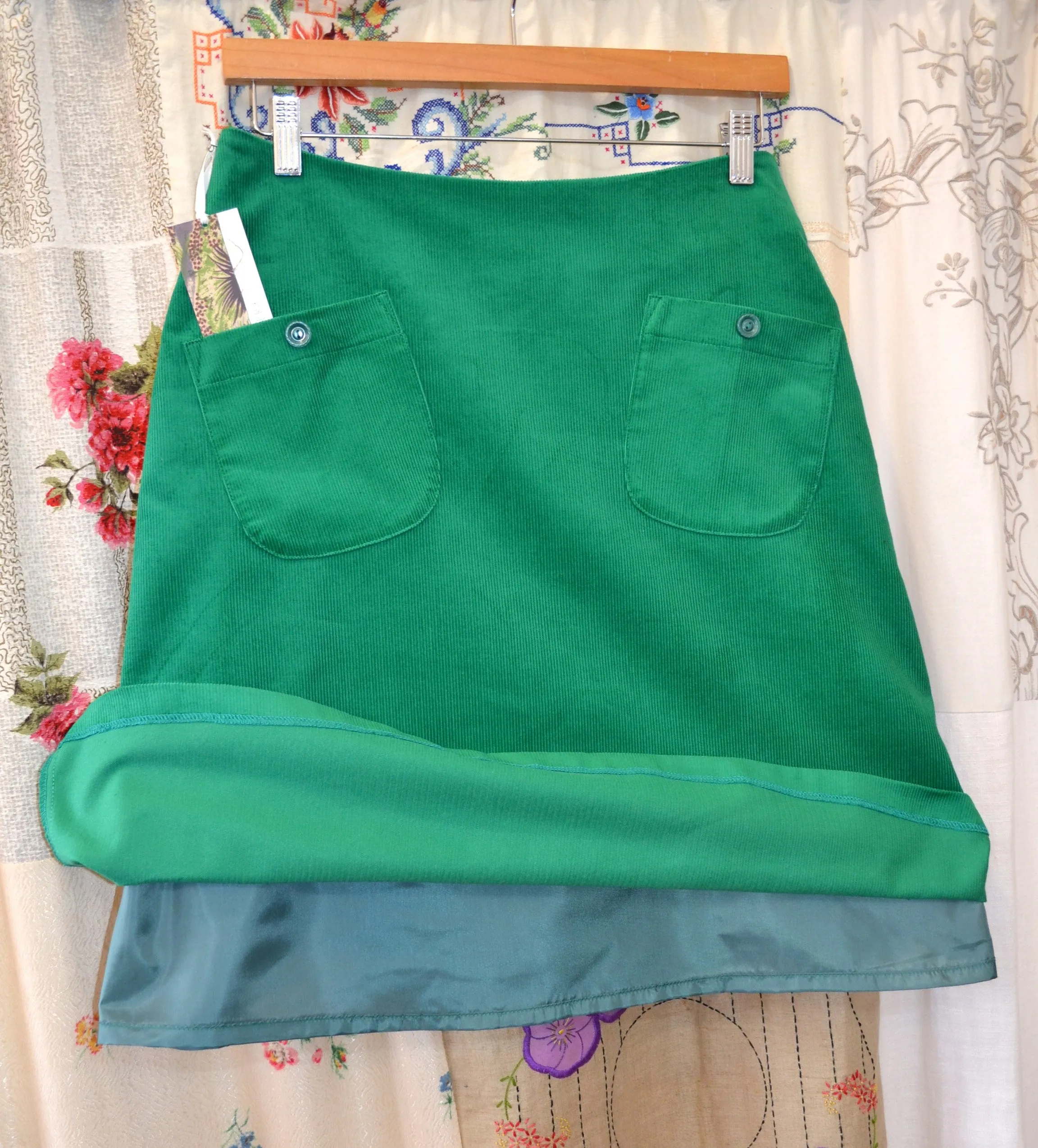 Berserk  Emerald Green corduroy pocket skirt with lining