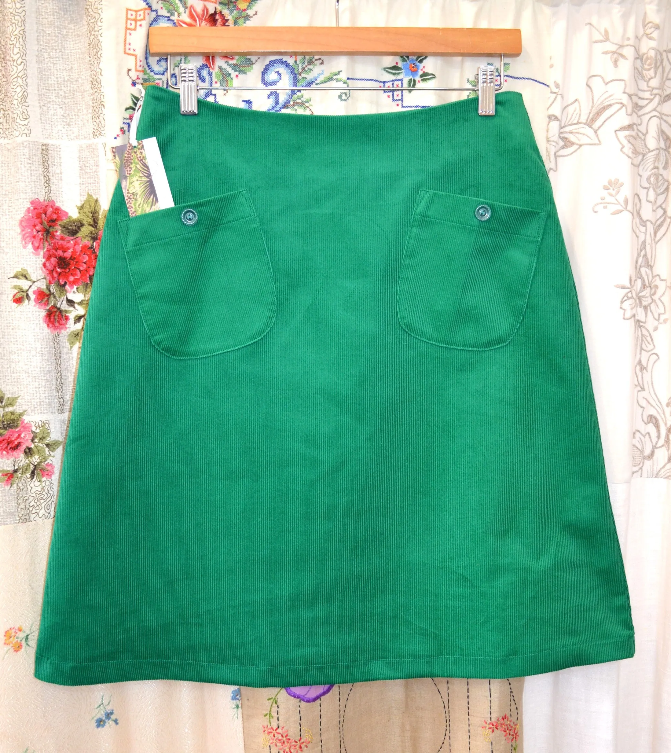 Berserk  Emerald Green corduroy pocket skirt with lining