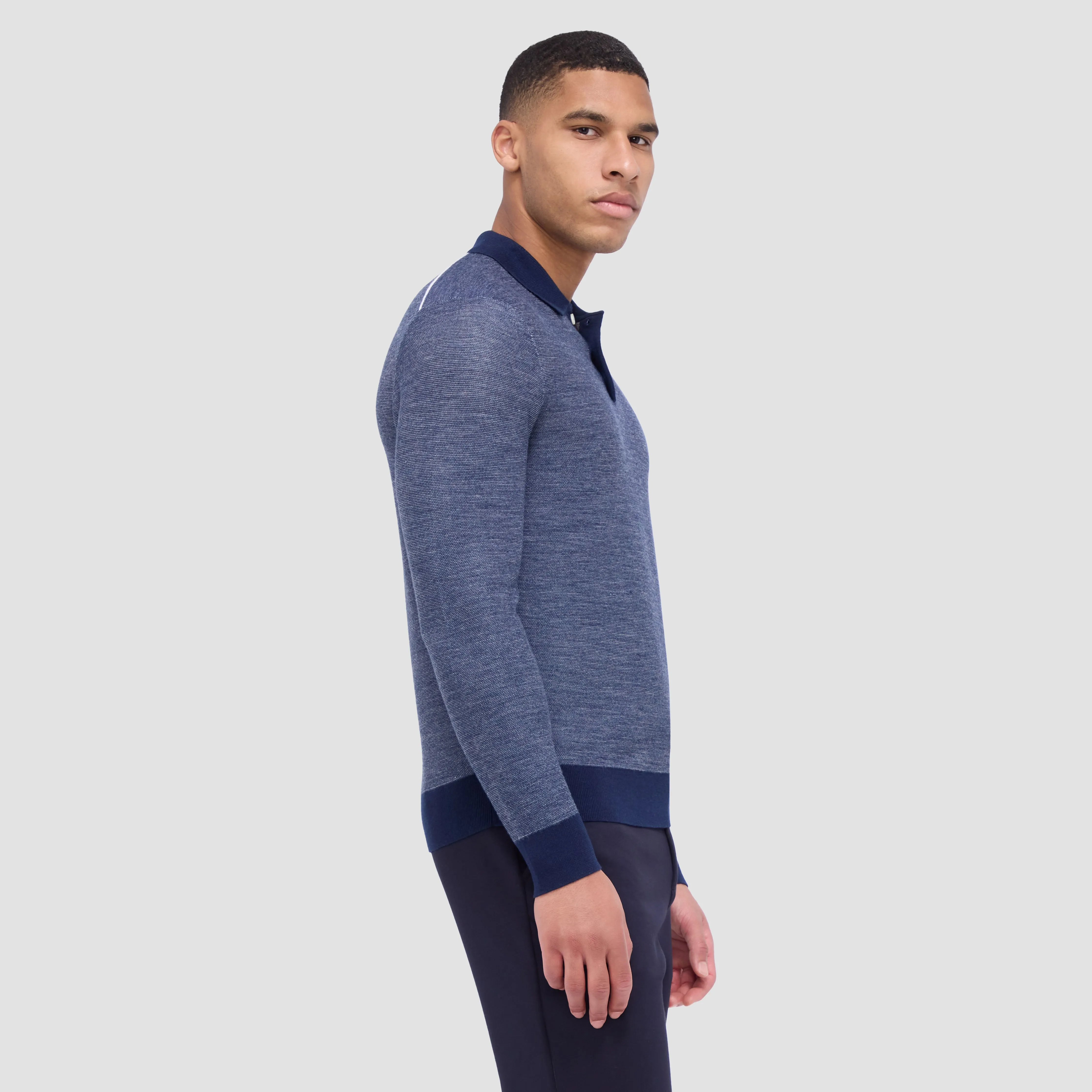 Bird's Eye Jacquard Polo Sweater