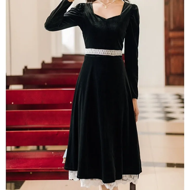 Black Velvet Tudor Princess Dress