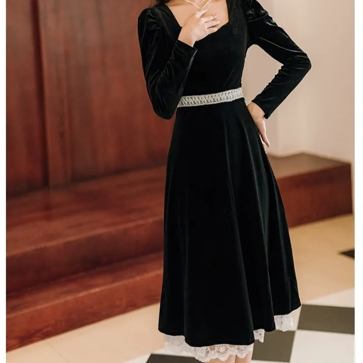 Black Velvet Tudor Princess Dress