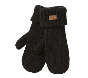 Black Wool Mittens, Cozy Rib knit, Warm cuff Fleece mitts, wool, hand knit, fleece lined Ribzee