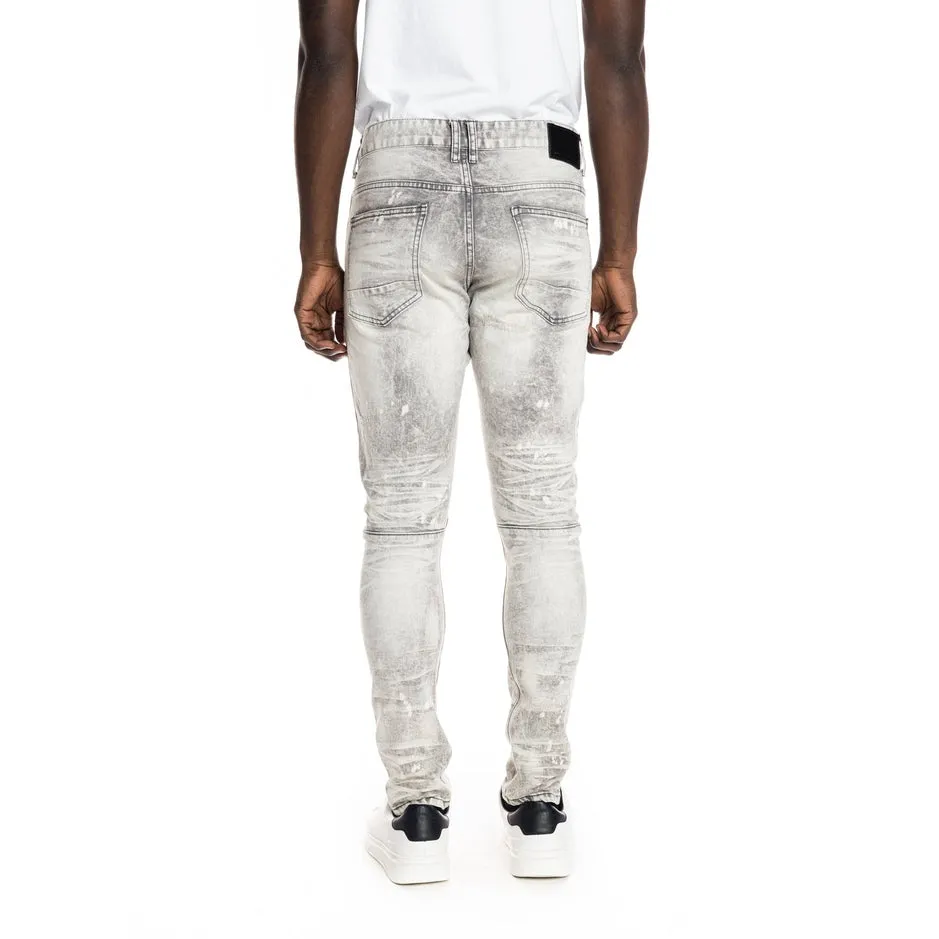 Bleached Detail Semi Basic Jeans - Frost Grey