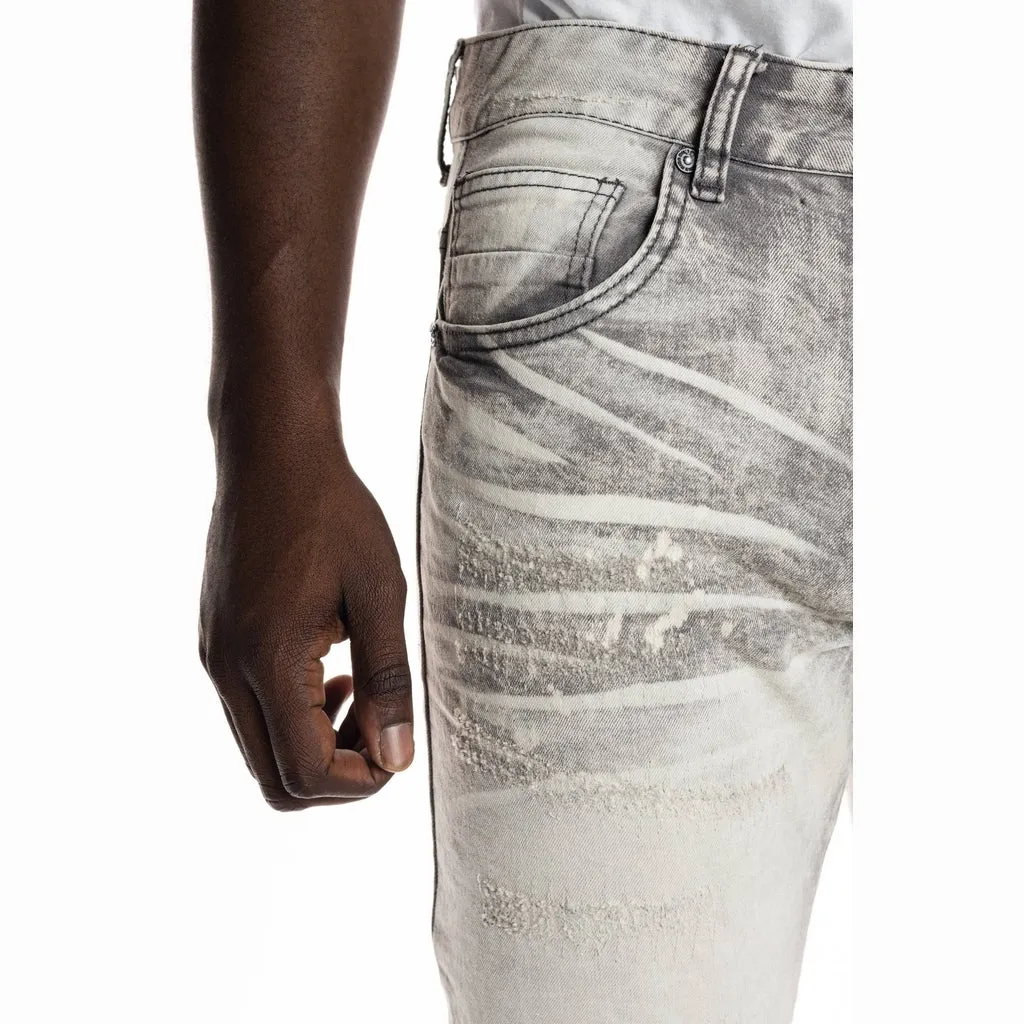 Bleached Detail Semi Basic Jeans - Frost Grey