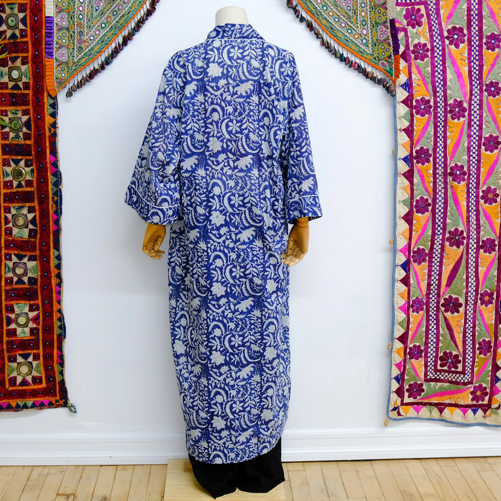 Block Print Cotton Kimono with Pockets