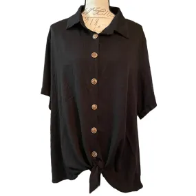 Bloomchic Black Button Tie Front Blouse Shirt Size 18/20