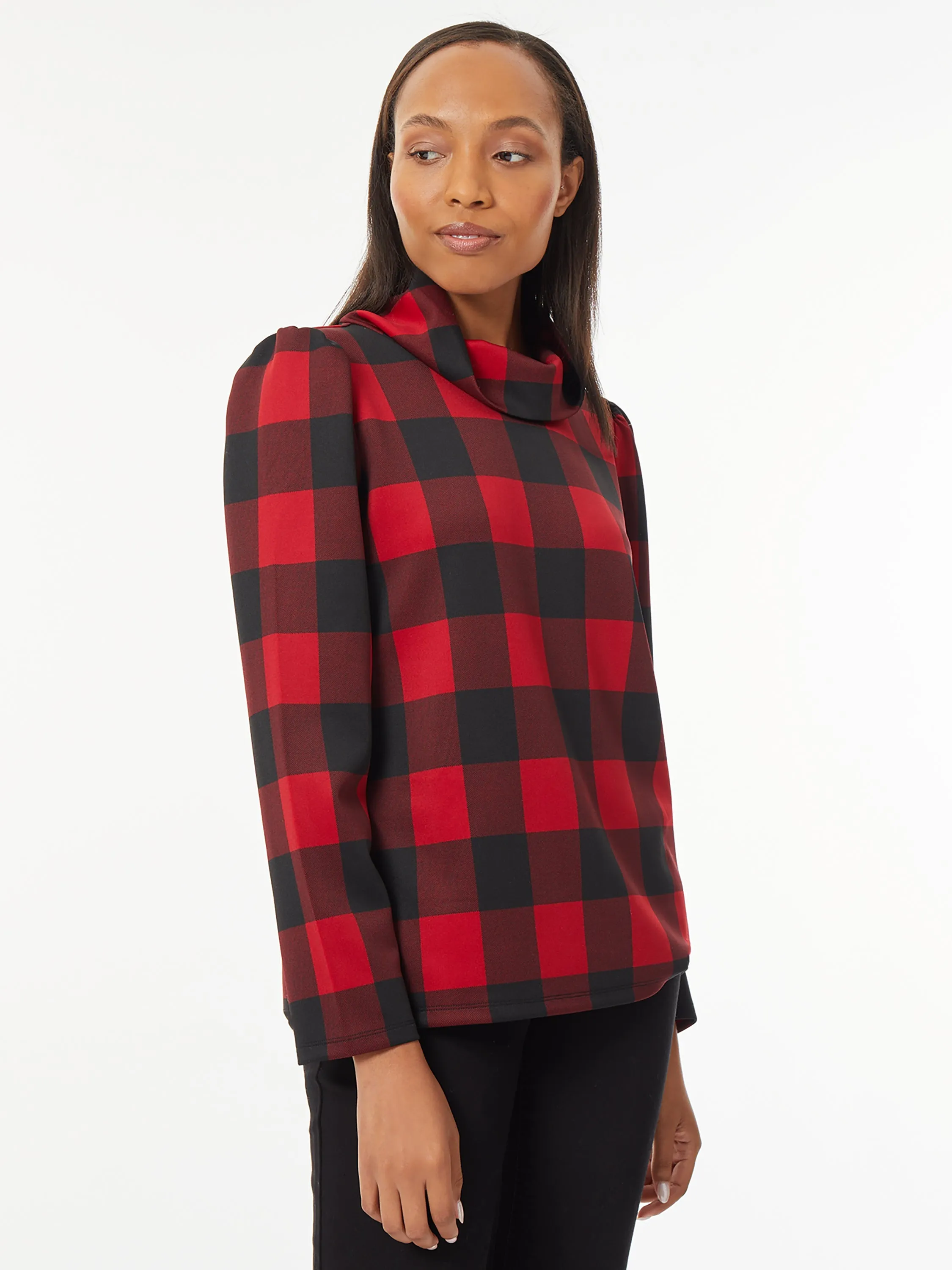 Bold Check Puff Sleeve Dakota Tunic