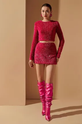 Born Pink A-line Back Zipper Sequin Mini Skirt