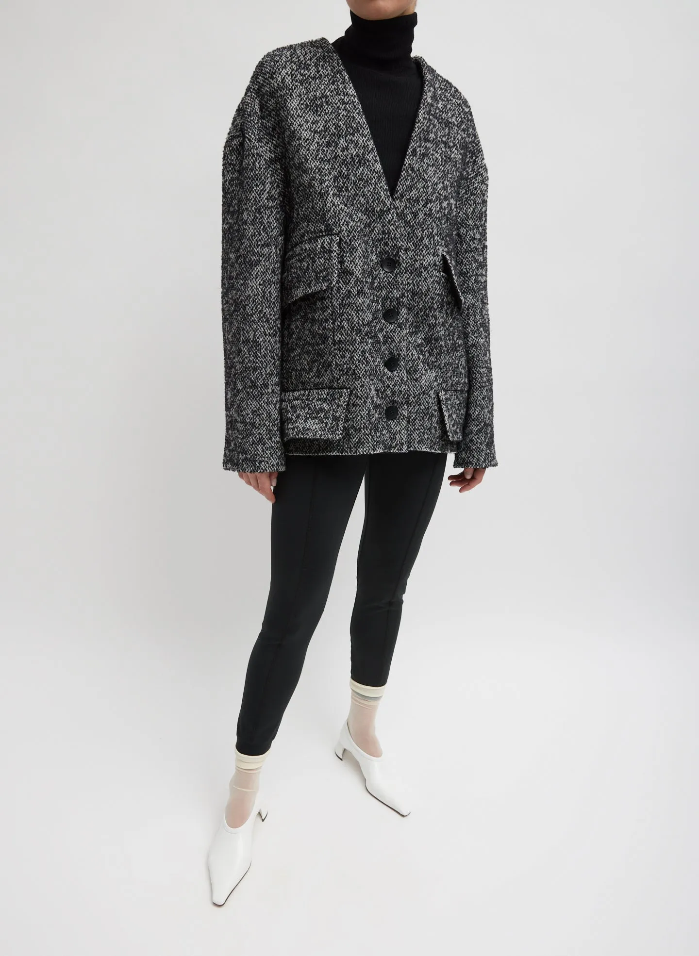 Boucle Tweed Cardigan Coat