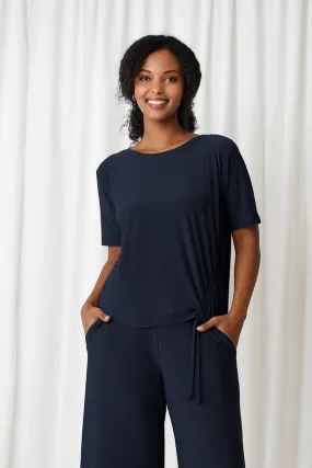 Boxy Tie Top | Navy