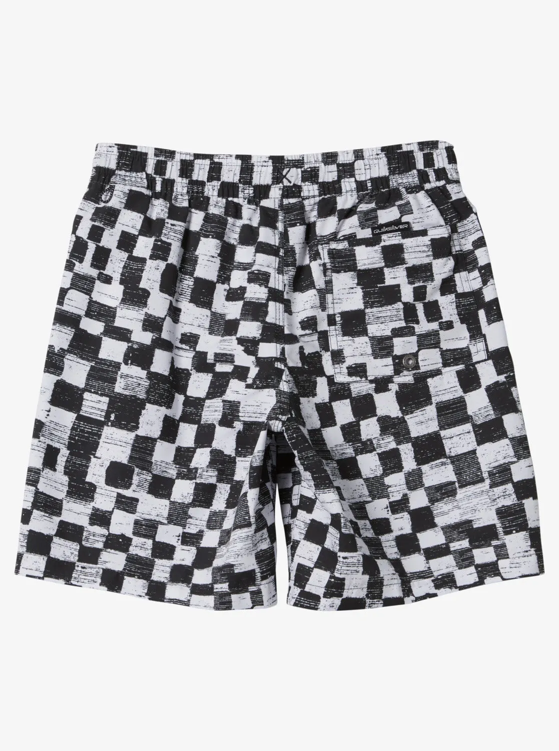 Boys 8-16 Everyday Checkers Volley 15" Elastic Waist Shorts - Black