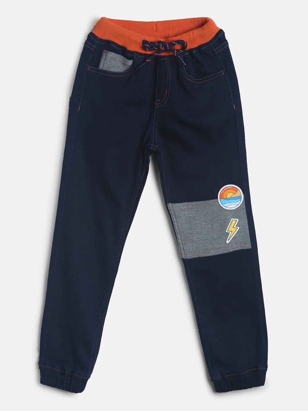 Boys Slim Fit Dark Blue Denim Joggers