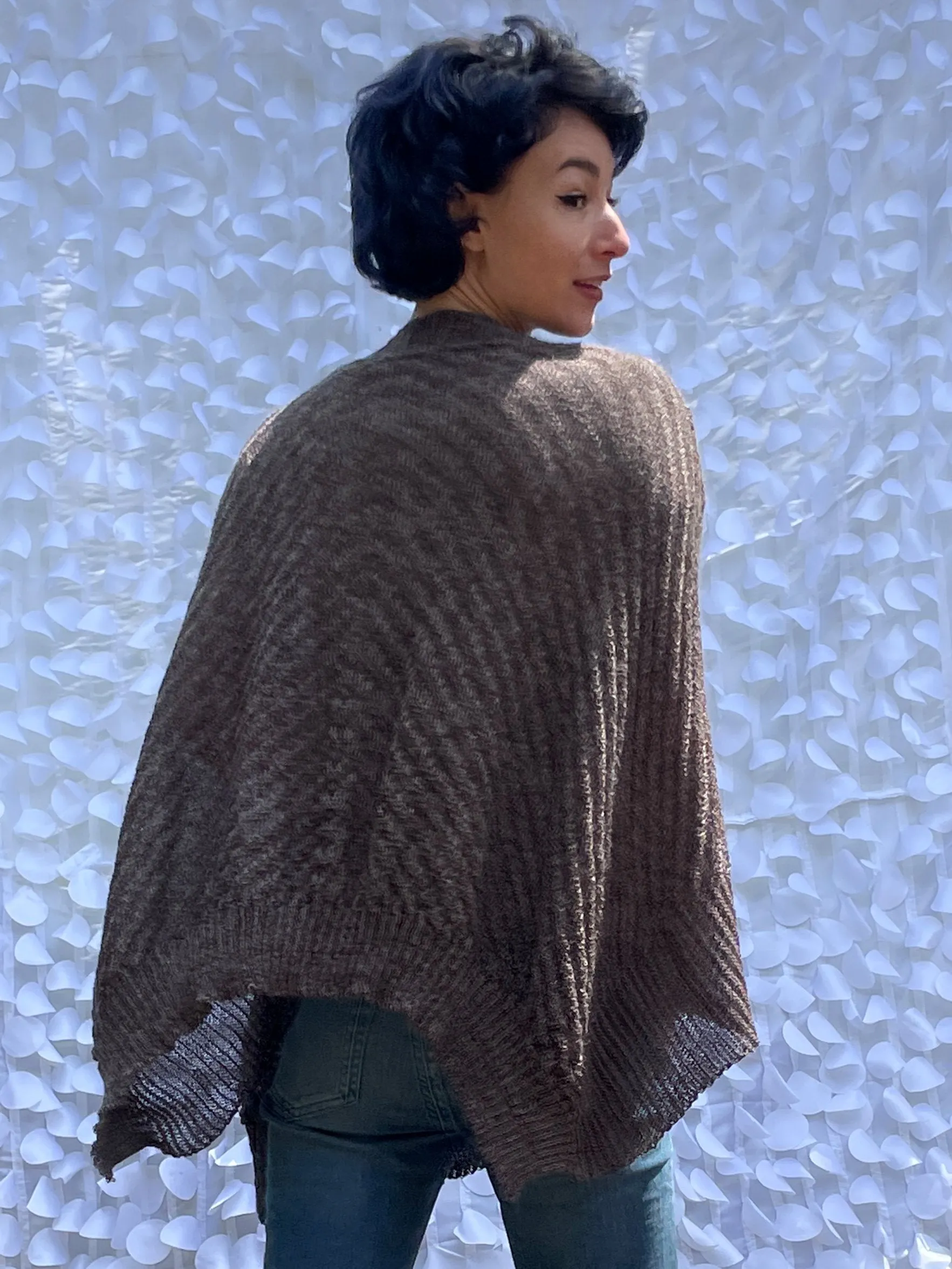 Brown Knit Poncho