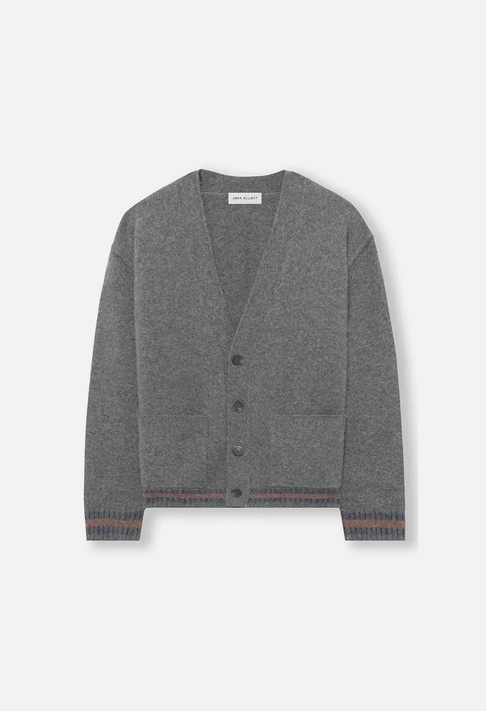 Brushed Wool Varsity Cardigan / Grey