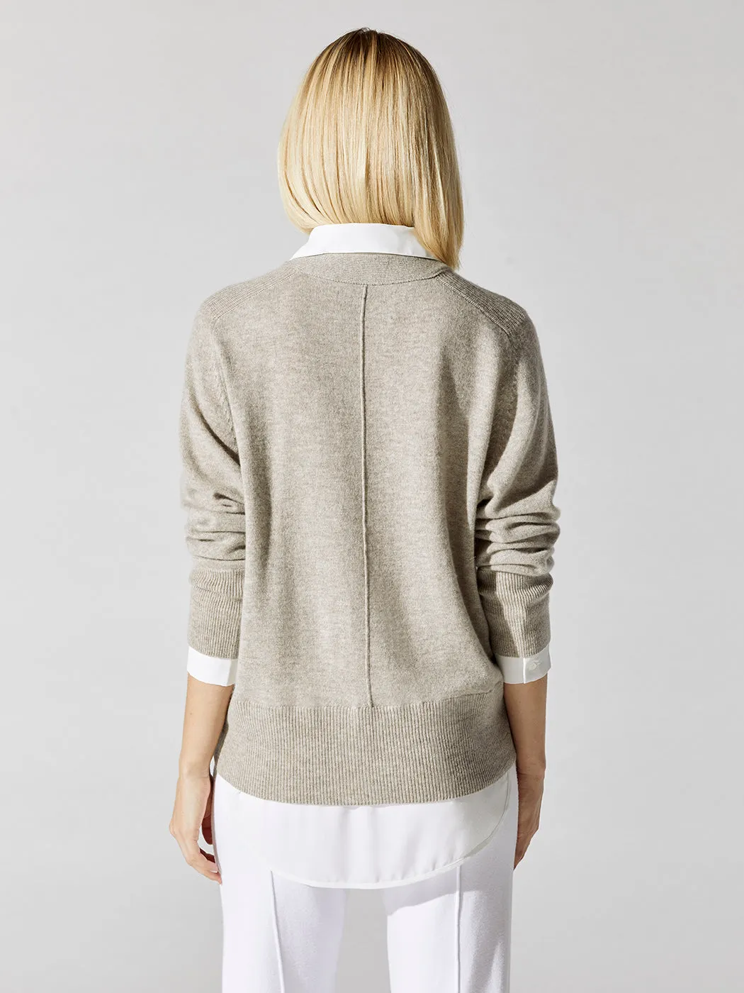 Callie Layered Looker Cardigan - Light Chia Melange With White